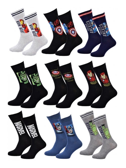 Calcetines Pack Regalo Hombre MARVEL AVENGERS - Pack de 9 - Kiabi