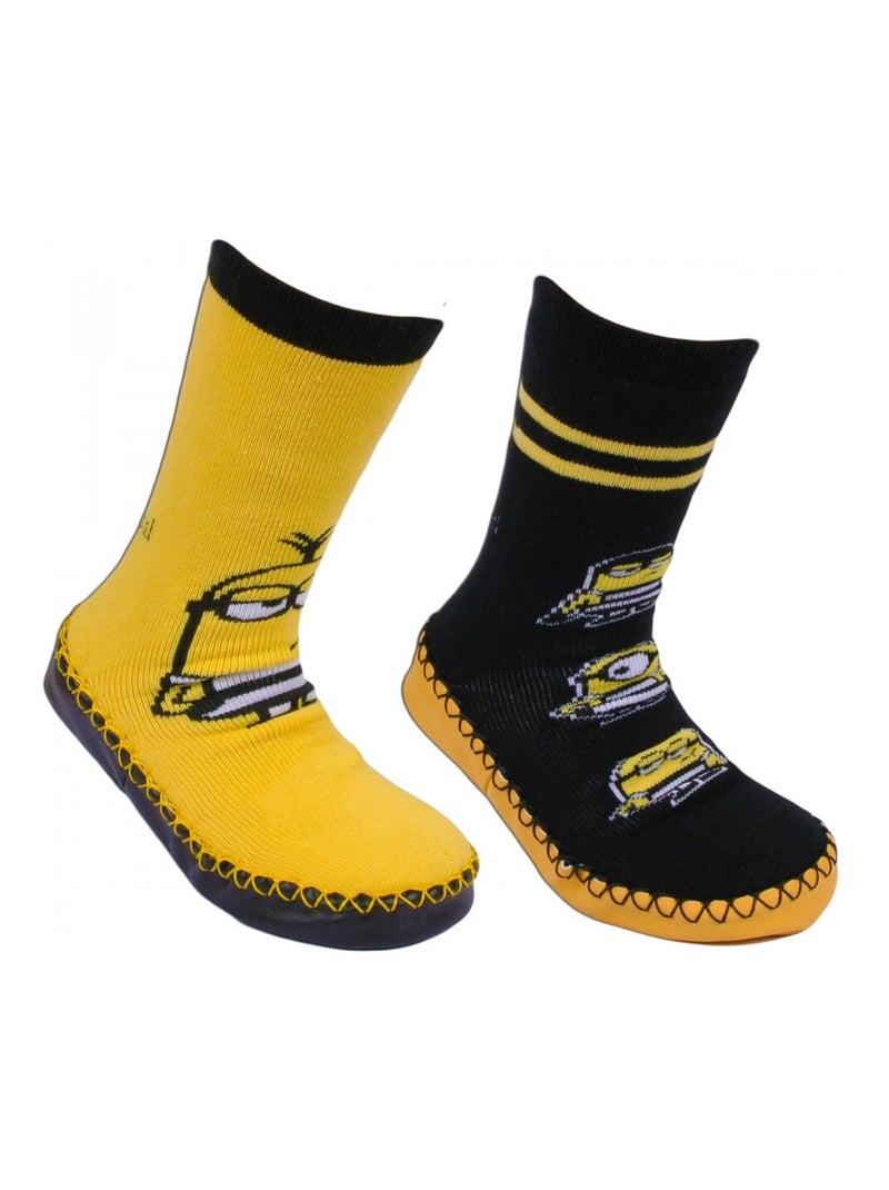 Calcetines pantufla pack de 2 MINIONS Negro Amarillo - Kiabi