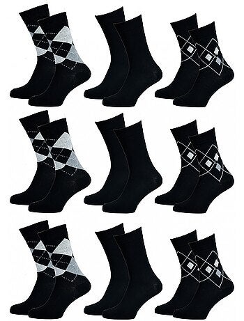 Calcetines para Hombre en Algodón Mayoritario Confort y Fantasía - Pack de 9