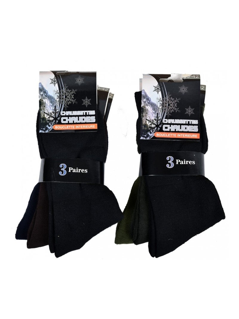 Calcetines para Hombre Mi Temporada Calor y Confort - Pack de 6 Negro Marrón Azul - Kiabi