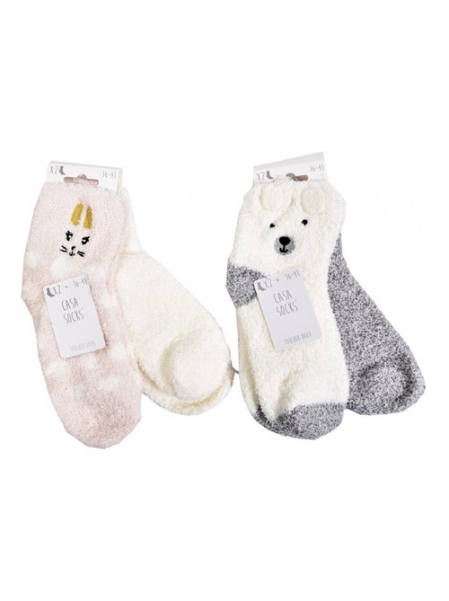 Calcetines para Mujer Casa Socks Tacto Suave - Pack de 4 - Kiabi Calcetines para Mujer Casa Socks Tacto Suave - Pack de 4 - Kiabi