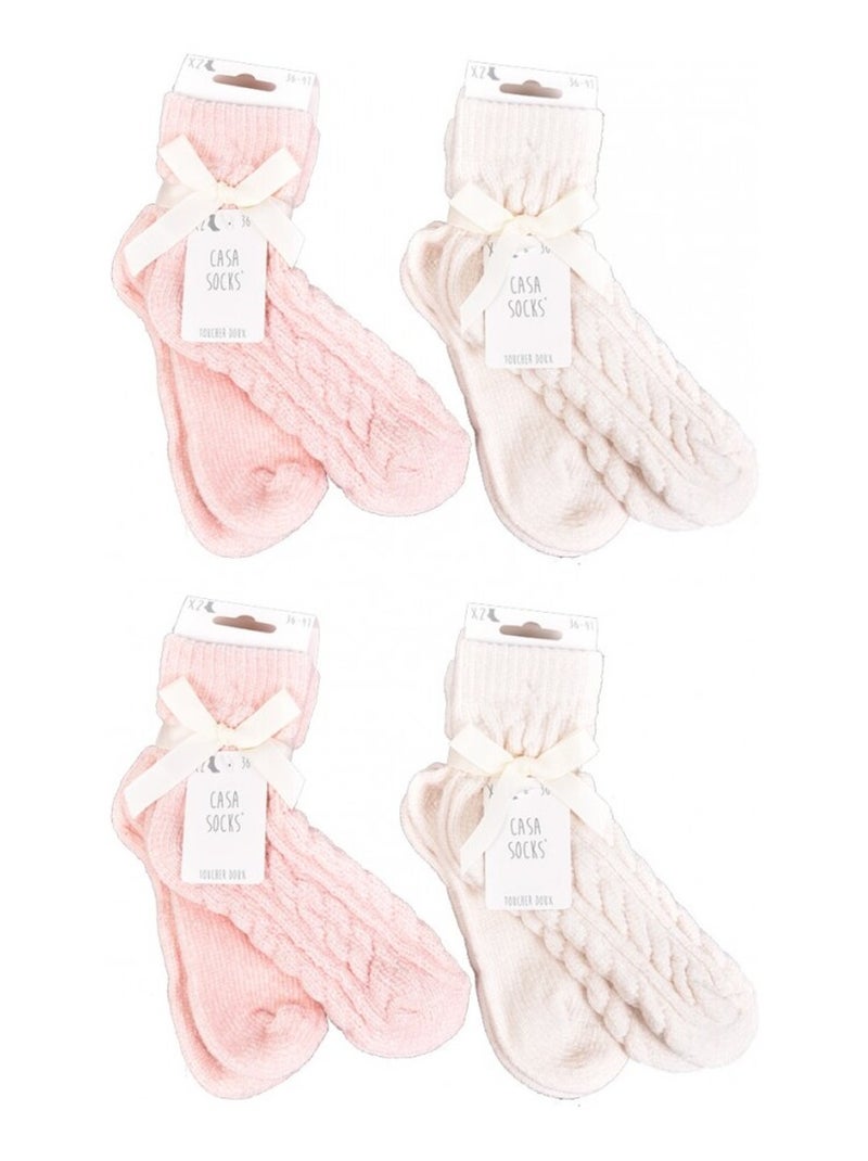 Calcetines para Mujer Casa Socks Toque Suave - Pack de 8 Beige/Rosa - Kiabi