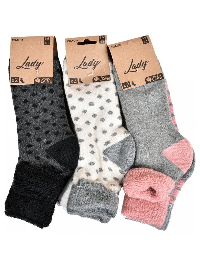 Calcetines para Mujer Mi Temporada Calor y Confort - Pack de 6 Negro Rosa Gris - Kiabi