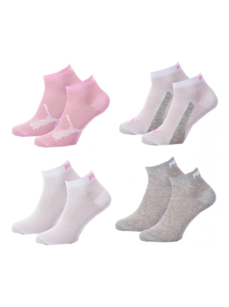 Calcetines PUMA Tobilleros 2 Tercios QUARTER JUNIOR - Pack de 8 Blanco Rosa claro Gris - Kiabi