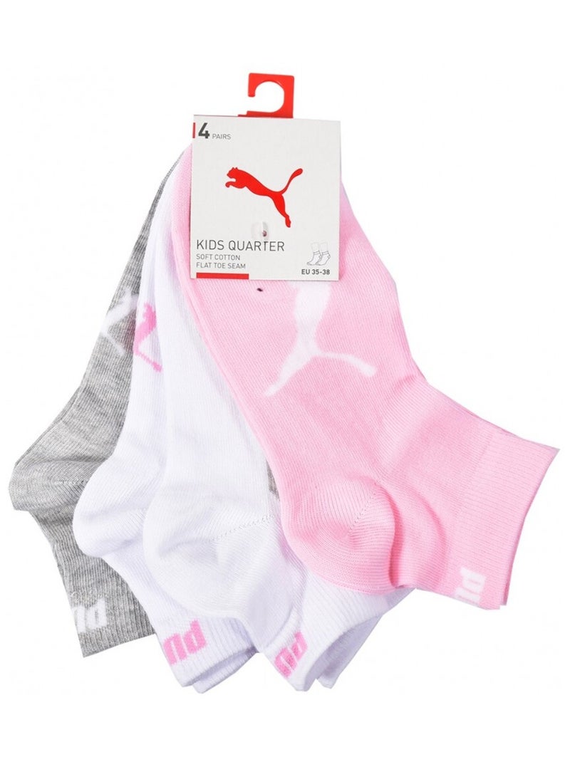 Calcetines PUMA Tobilleros 2 Tercios QUARTER JUNIOR - Pack de 8 Blanco Rosa claro Gris - Kiabi