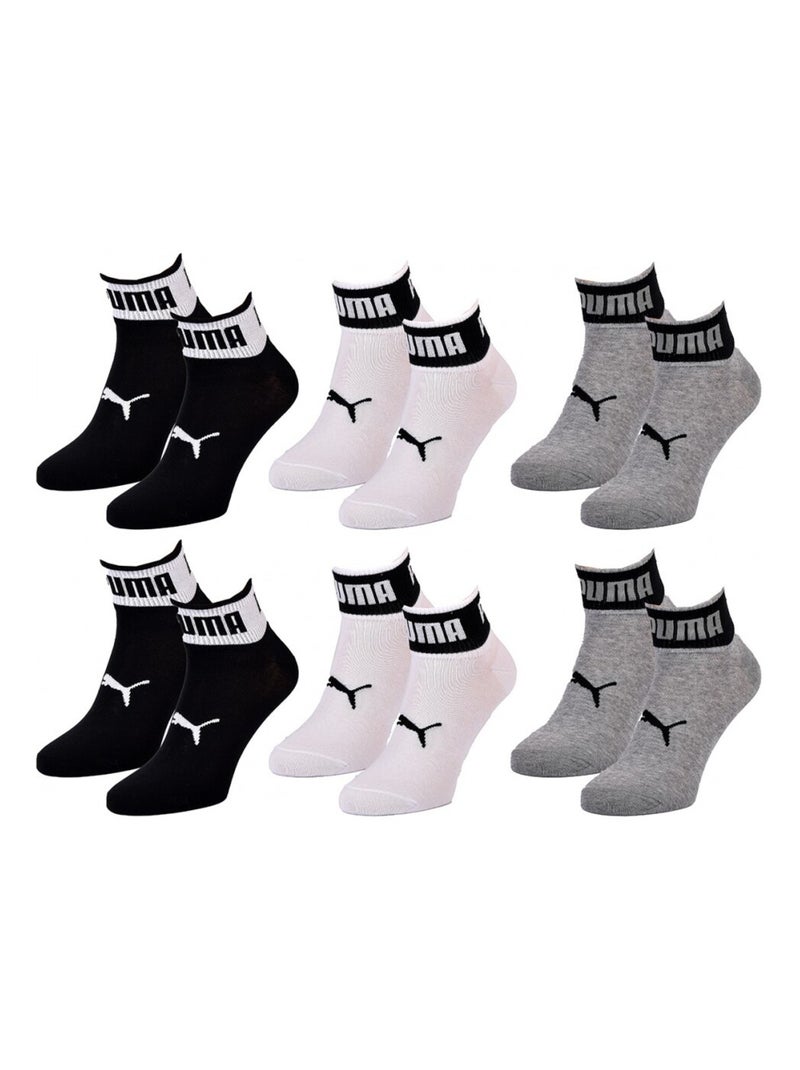 Calcetines QUARTER PUMA - Pack de 6 Negro Blanco Gris - Kiabi