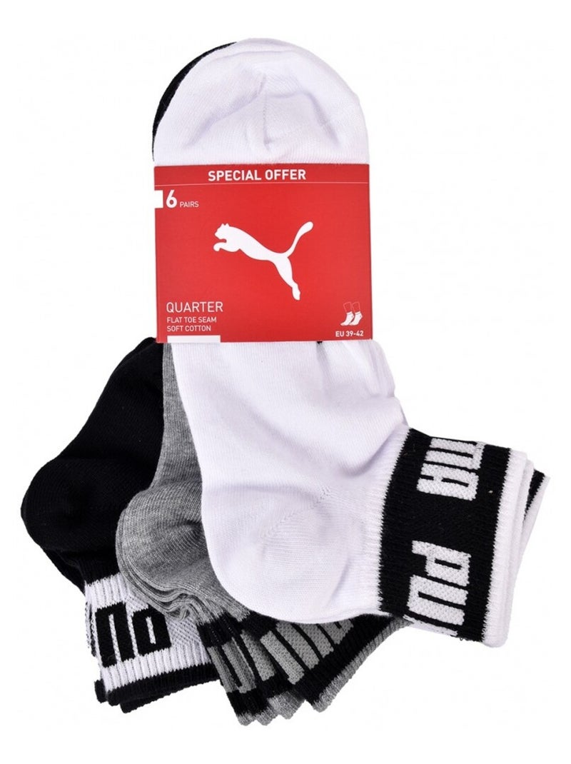 Calcetines QUARTER PUMA - Pack de 6 Negro Blanco Gris - Kiabi