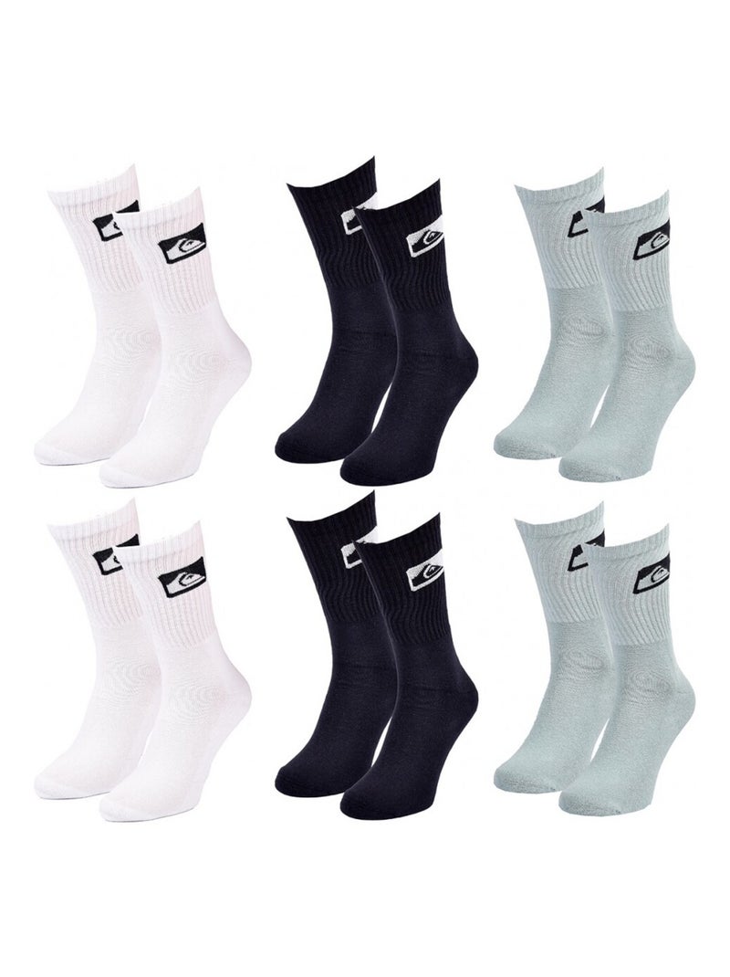 Calcetines QUIKSILVER CUSHIONED CREW - Pack de 6 Blanco Negro Azul - Kiabi