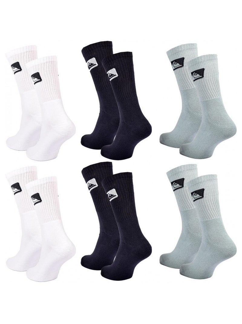 Calcetines QUIKSILVER CUSHIONED CREW - Pack de 6 Blanco Negro Azul - Kiabi