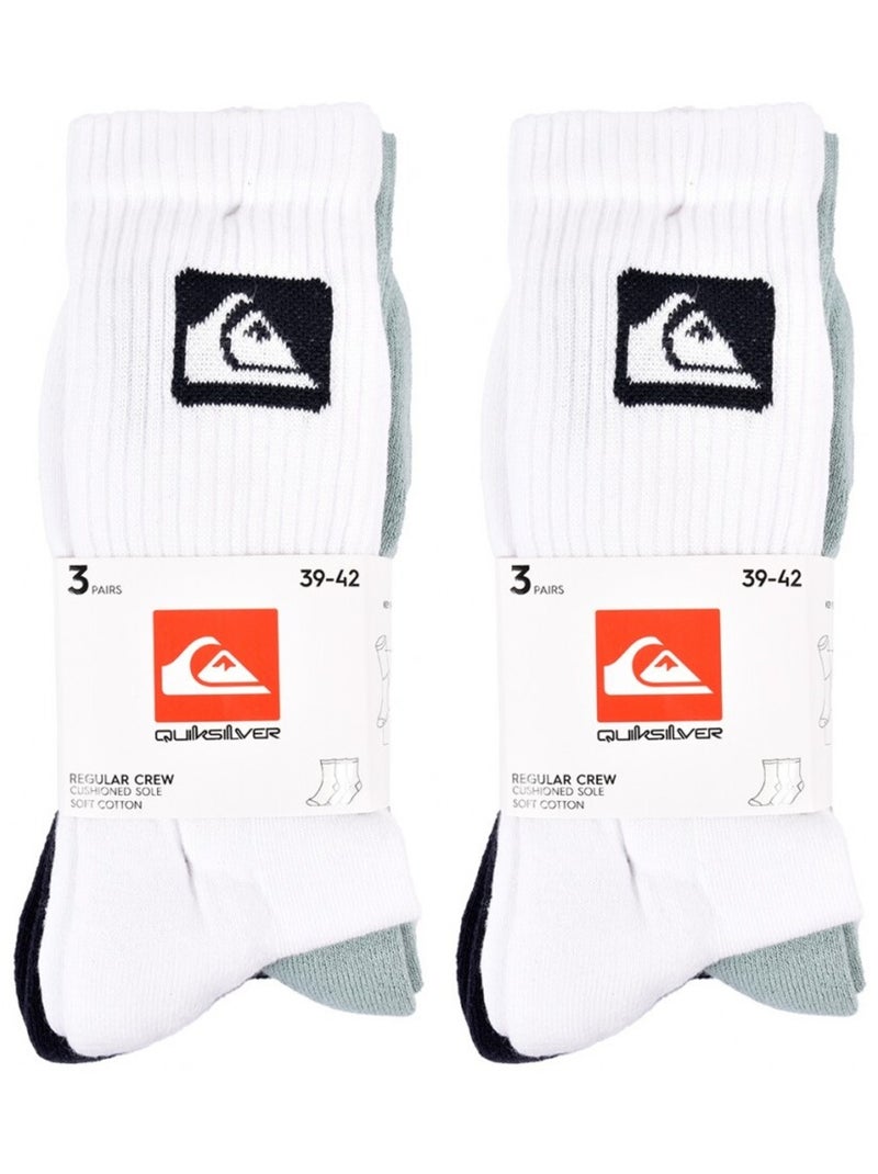 Calcetines QUIKSILVER CUSHIONED CREW - Pack de 6 Blanco Negro Azul - Kiabi