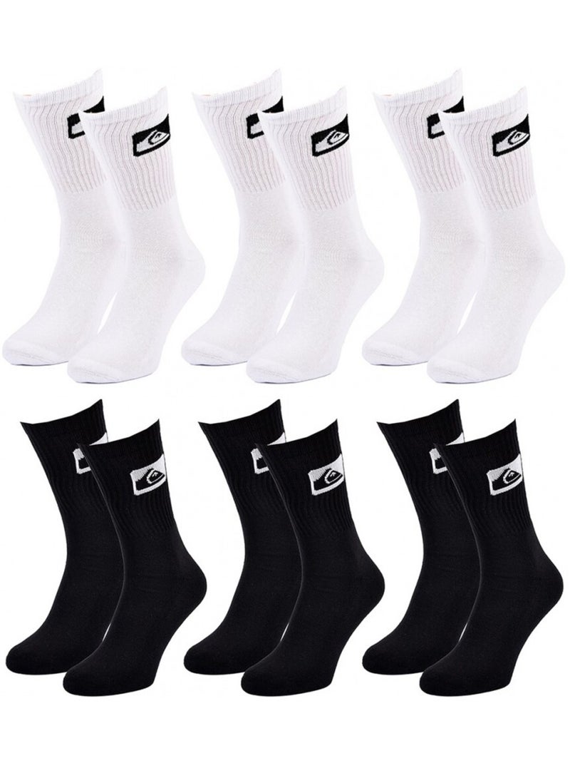 Calcetines QUIKSILVER CUSHIONED CREW - Pack de 6 Blanco Negro - Kiabi