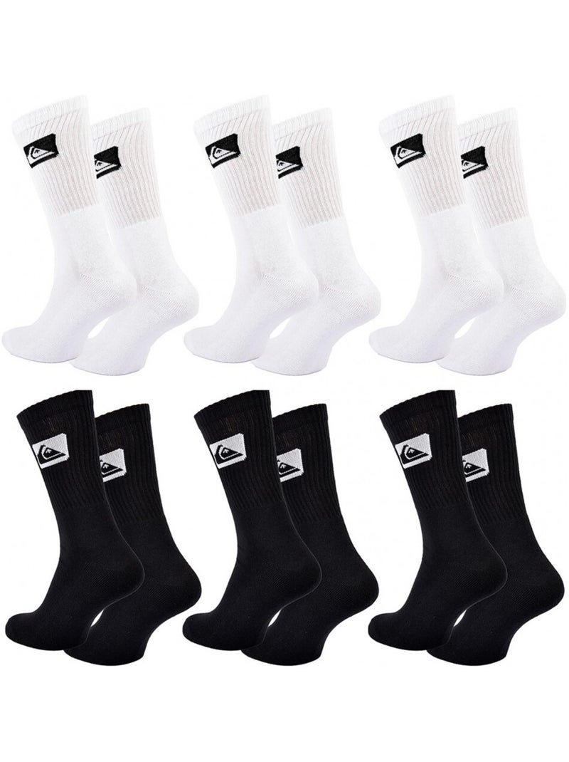 Calcetines QUIKSILVER CUSHIONED CREW - Pack de 6 Blanco Negro - Kiabi