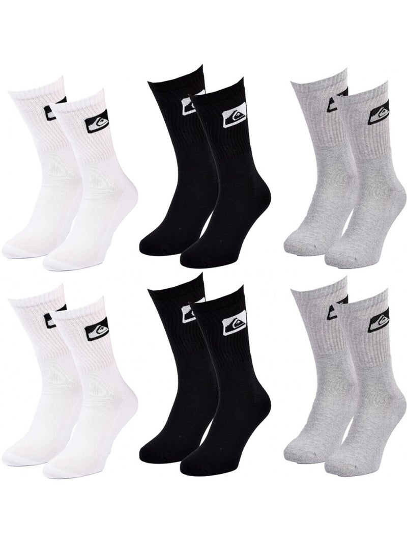 Calcetines QUIKSILVER CUSHIONED CREW - Pack de 6 Blanco Negro Gris - Kiabi
