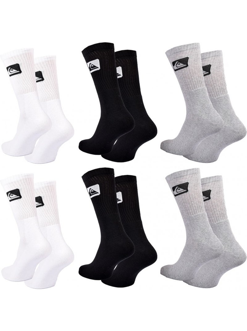 Calcetines QUIKSILVER CUSHIONED CREW - Pack de 6 Blanco Negro Gris - Kiabi