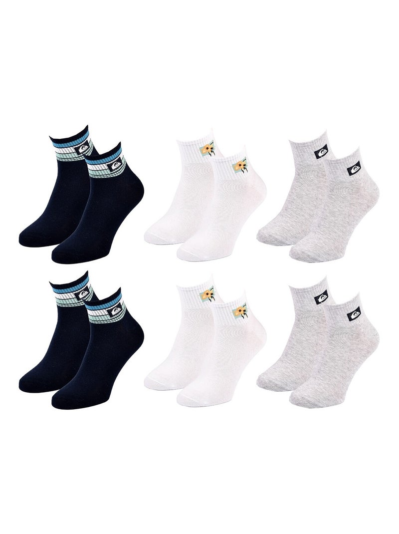 Calcetines QUIKSILVER QUARTER - Pack de 6 Azul Gris Blanco - Kiabi
