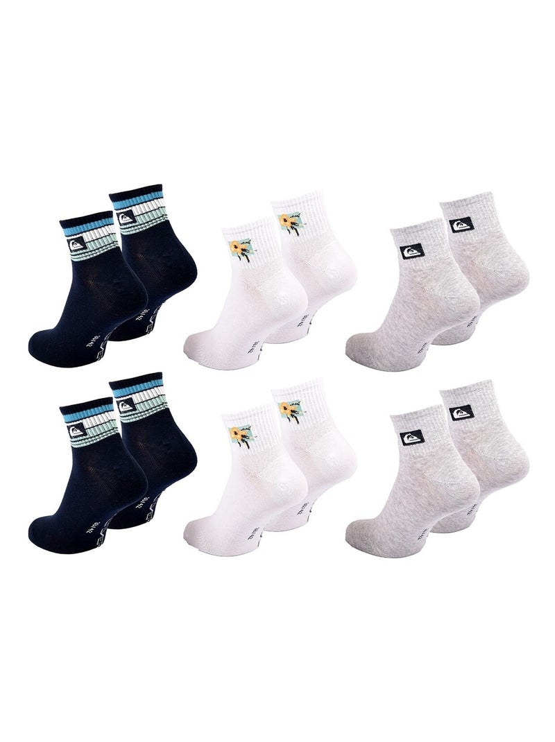 Calcetines QUIKSILVER QUARTER - Pack de 6 Azul Gris Blanco - Kiabi