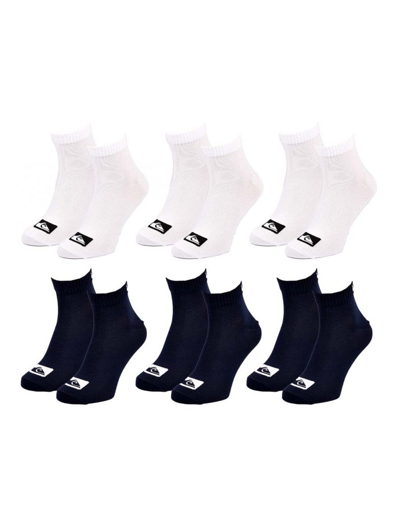Calcetines QUIKSILVER QUARTER - Pack de 6 Blanco Negro - Kiabi
