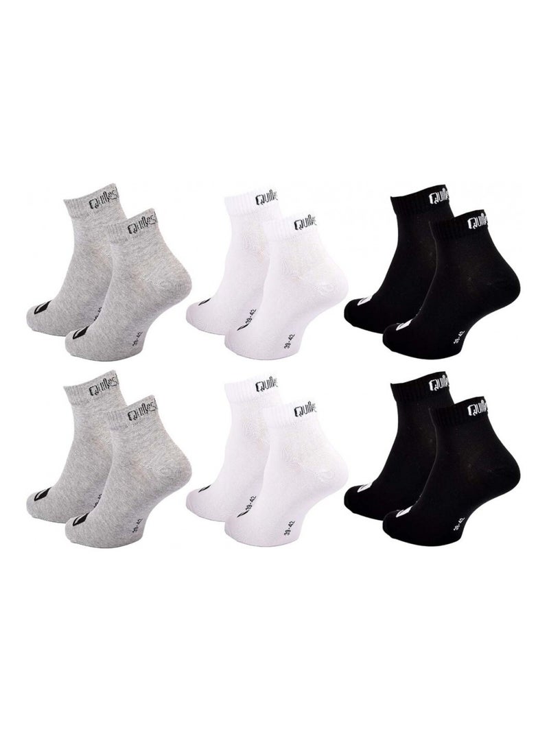 Calcetines QUIKSILVER QUARTER - Pack de 6 Gris blanco negro - Kiabi