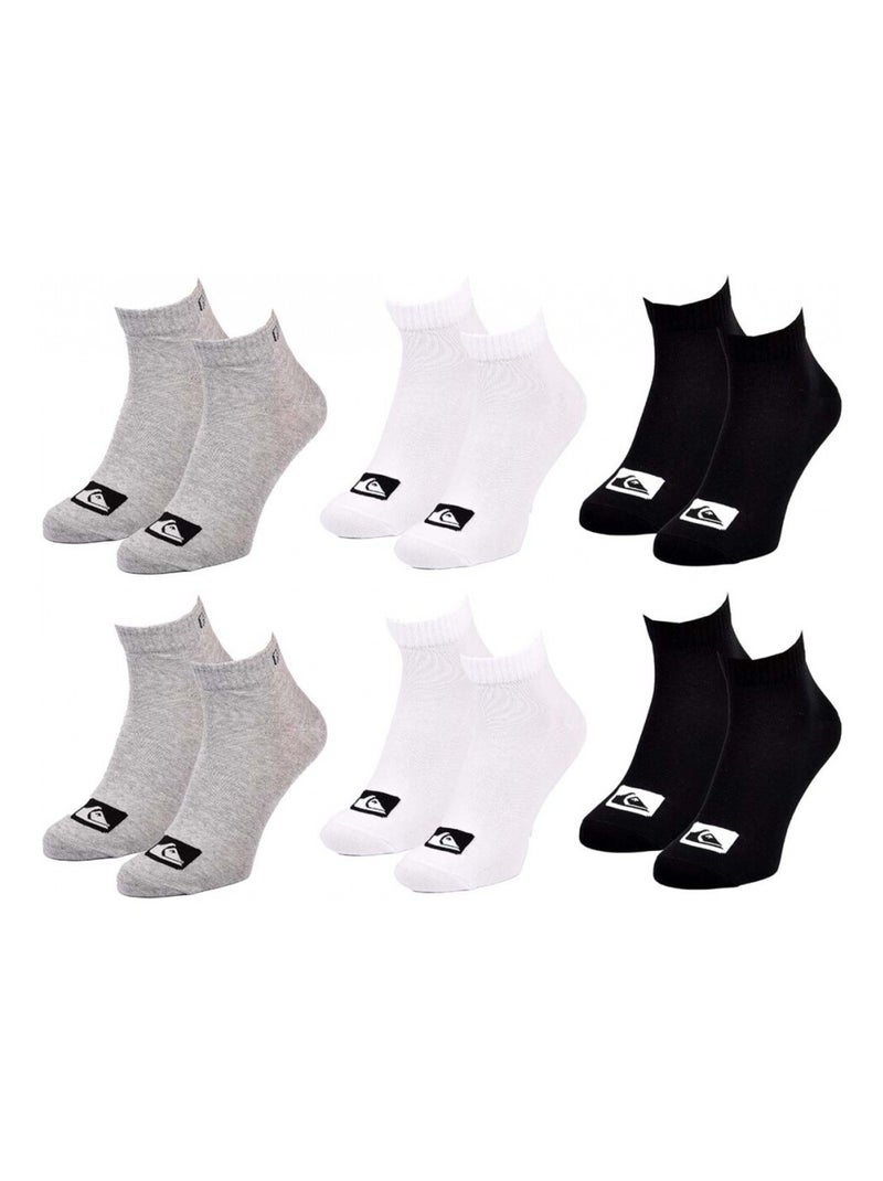 Calcetines QUIKSILVER QUARTER - Pack de 6 Negro Gris Blanco - Kiabi