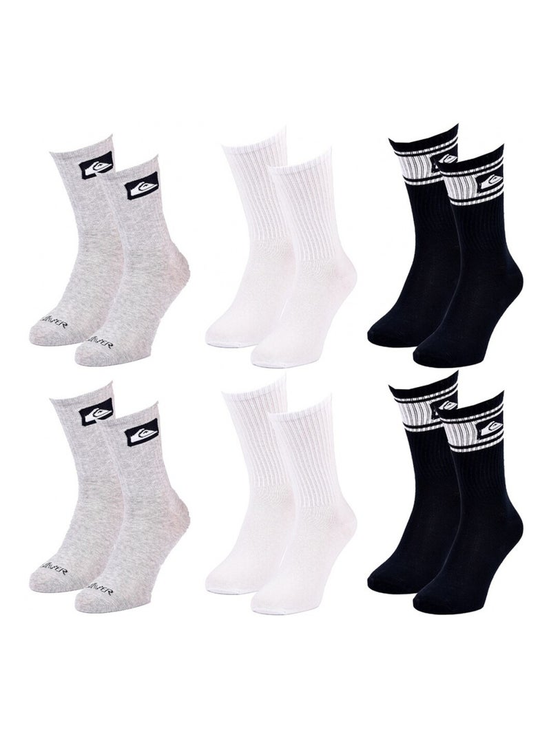 Calcetines QUIKSILVER REGULAR CREW - Pack de 6 Gris blanco negro - Kiabi