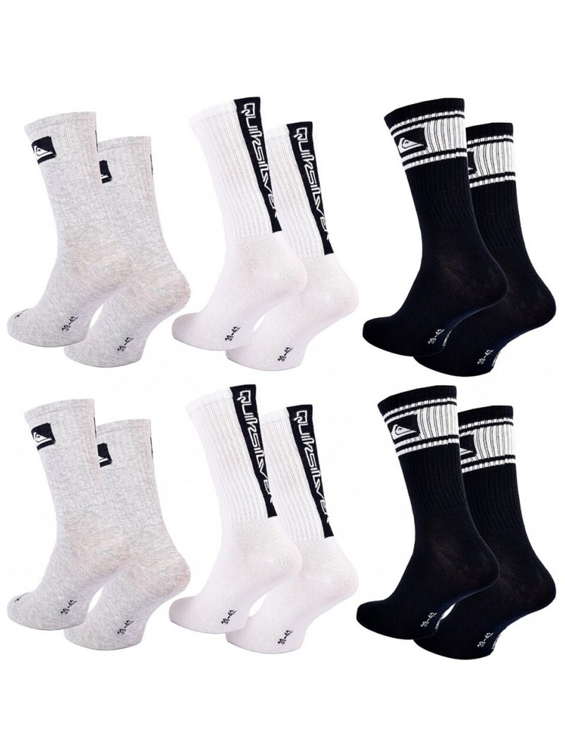 Calcetines QUIKSILVER REGULAR CREW - Pack de 6 Gris blanco negro - Kiabi