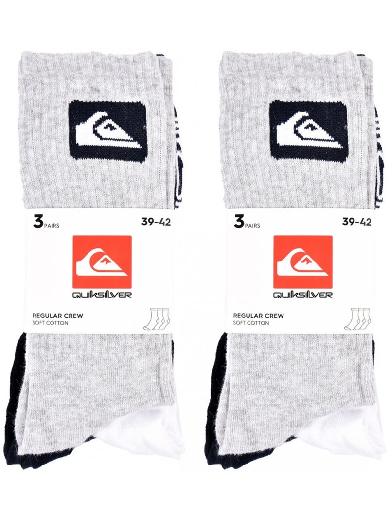 Calcetines QUIKSILVER REGULAR CREW - Pack de 6 Gris blanco negro - Kiabi