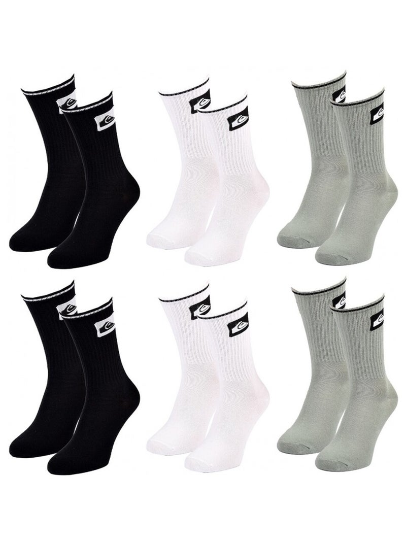 Calcetines QUIKSILVER REGULAR CREW - Pack de 6 Negro Verde Blanco - Kiabi