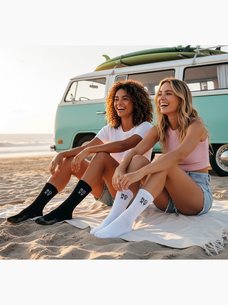 Calcetines ROXY Mujer Crew – Pack 6 Pares Negro Blanco - Kiabi