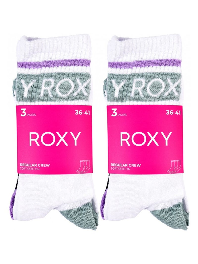 Calcetines ROXY REGULAR CREW - Pack de 6 Blanco Negro Blanco - Kiabi