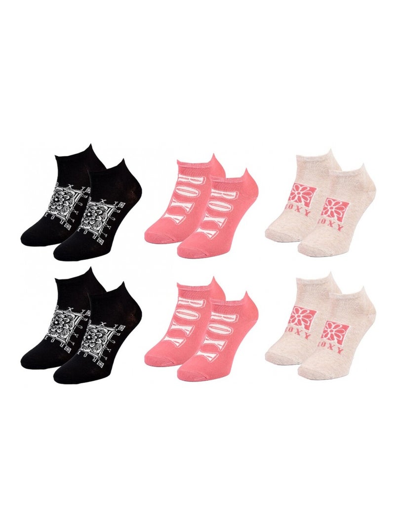 Calcetines ROXY SNEAKER - Pack de 6 Blanco Rosa Negro - Kiabi