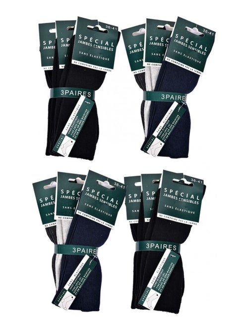 Calcetines sin elastano mujer Especial Piernas sensibles - Pack de 12 - Kiabi