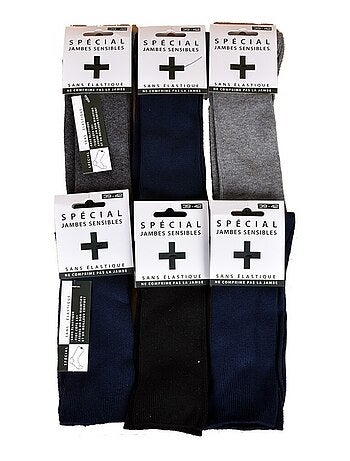Calcetines sin elástico hombre Jambes sensibles - Pack de 6