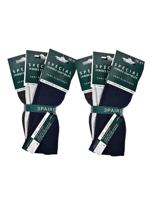 Calcetines sin elástico mujer Piernas sensibles - Pack de 6 - Kiabi Calcetines sin elástico mujer Piernas sensibles - Pack de 6 - Kiabi