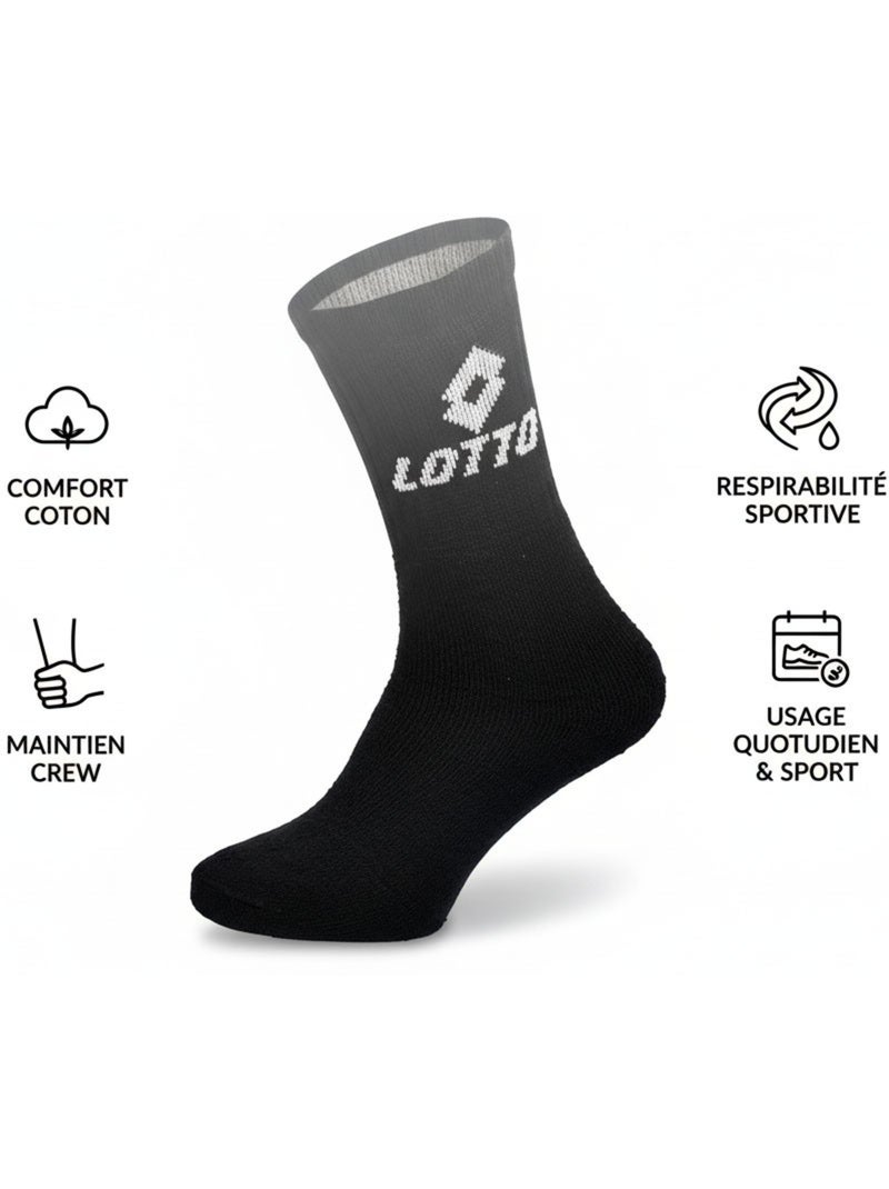 Calcetines SPORT LOTTO CREW - Pack de 12 Pares Negro - Kiabi