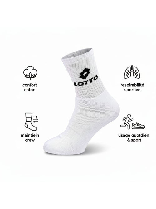 Calcetines SPORT LOTTO CREW - Pack de 3 Pares - Kiabi Calcetines SPORT LOTTO CREW - Pack de 3 Pares - Kiabi