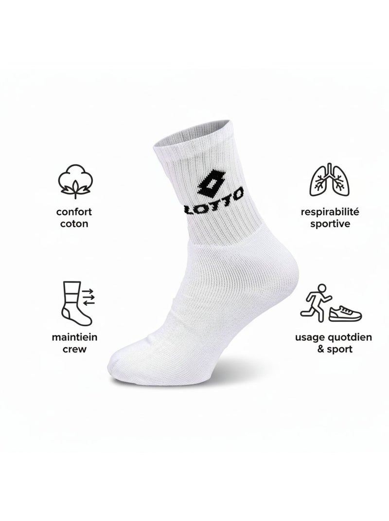 Calcetines SPORT LOTTO CREW - Pack de 3 Pares Blanco - Kiabi