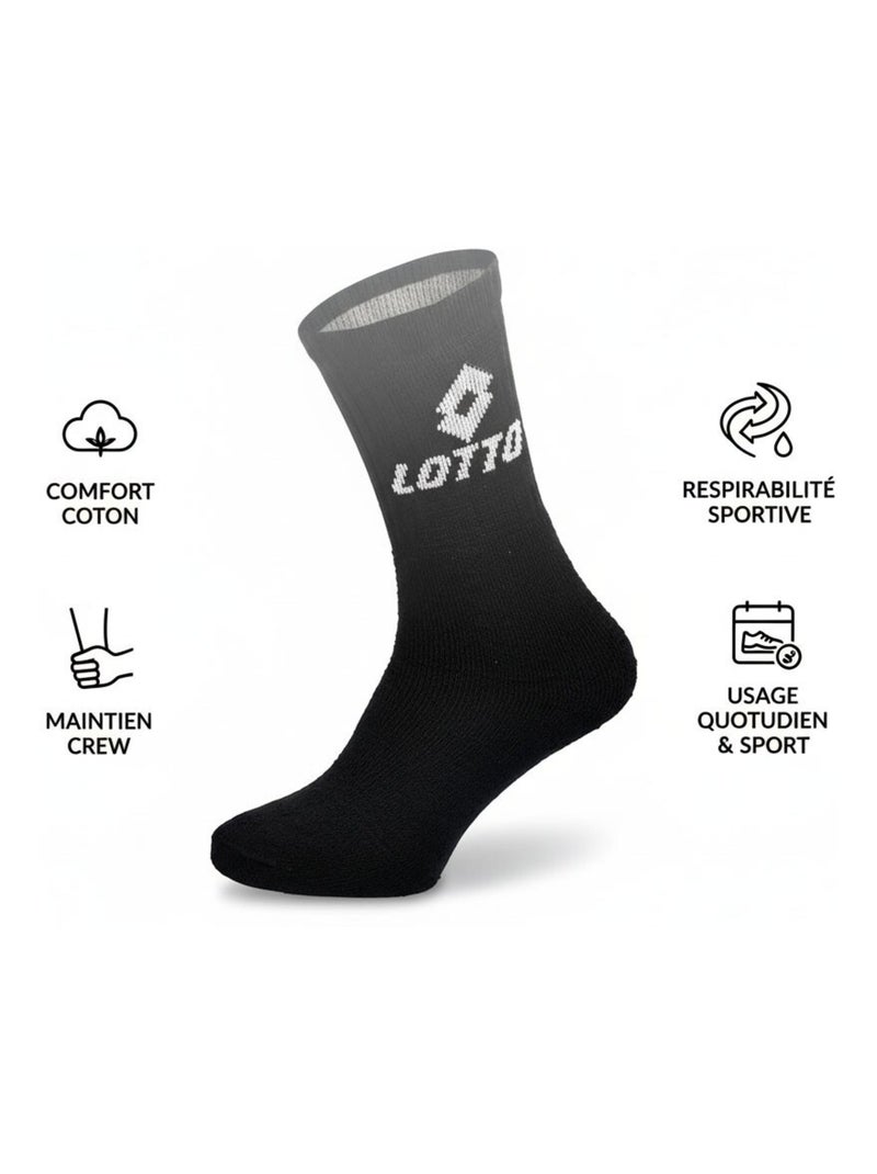 Calcetines SPORT LOTTO CREW - Pack de 6 Pares Negro - Kiabi
