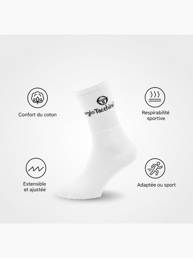 Calcetines SPORT SERGIO TACCHINI - Pack de 9 Pares Blanco Negro Blanco - Kiabi
