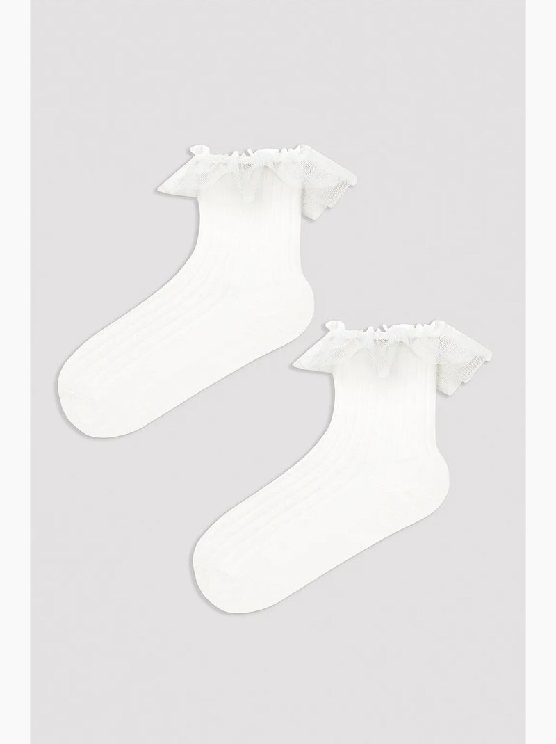 Calcetines tobilleros con volantes penti Blanco - Kiabi