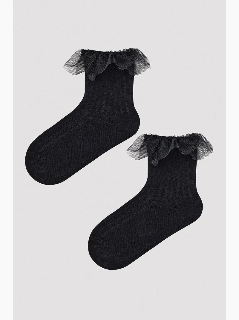 Calcetines tobilleros con volantes penti Negro - Kiabi