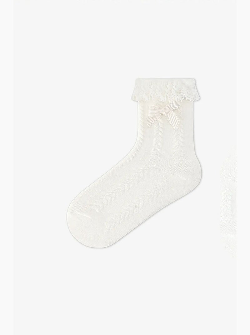 Calcetines tobilleros de encaje penti Blanco - Kiabi