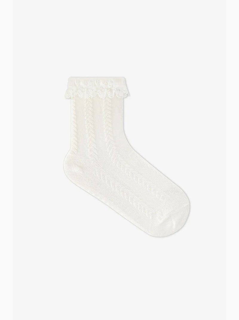 Calcetines tobilleros de encaje penti Blanco - Kiabi