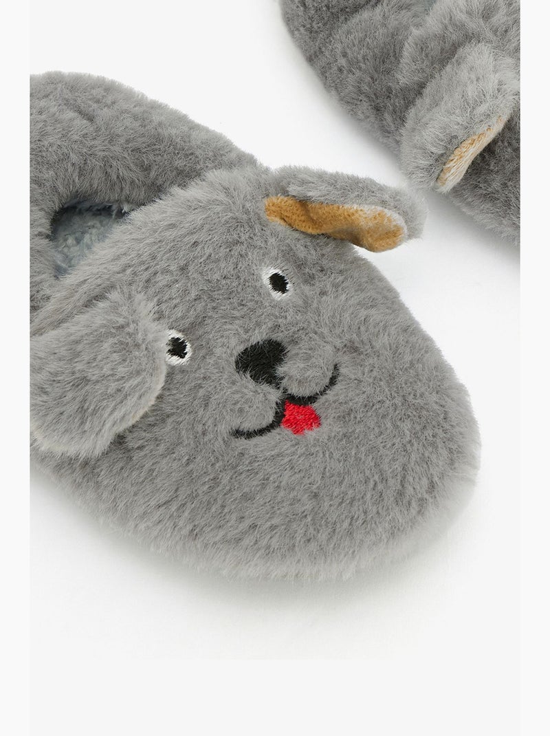 Calcetines zapatilla infantiles con bordado bear y textura suave penti Gris - Kiabi