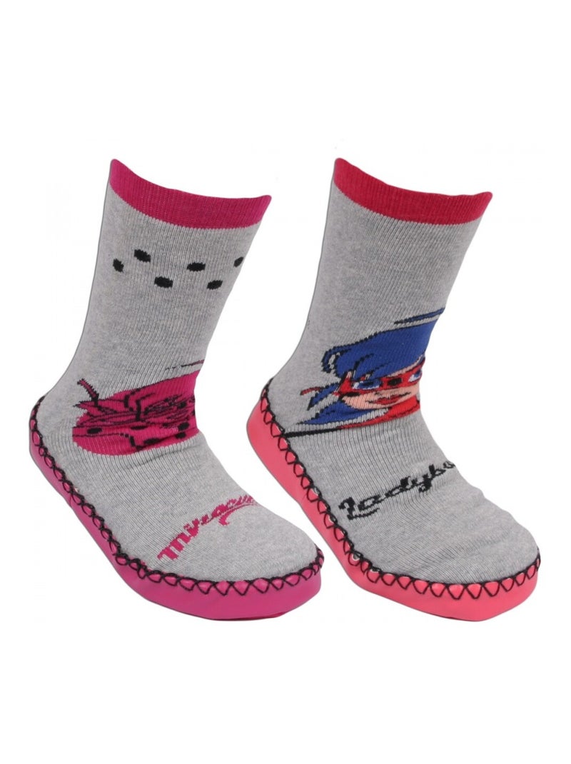 Calcetines zapatilla pack de 2 ZAG HEROEZ Gris rosa azul - Kiabi