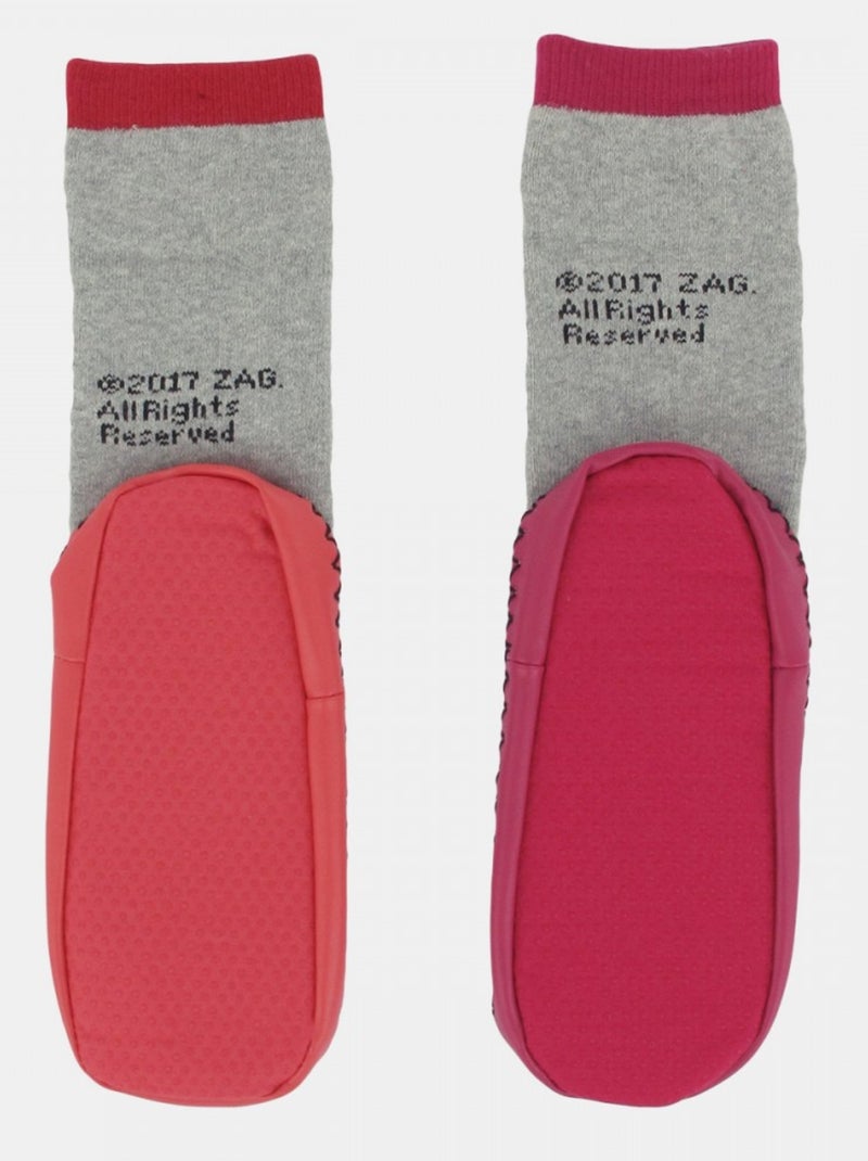 Calcetines zapatilla pack de 2 ZAG HEROEZ Gris rosa azul - Kiabi