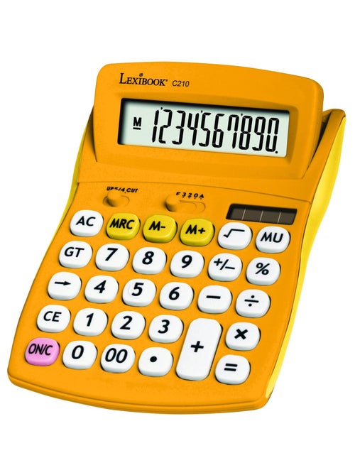 Calculadora de bolsillo amarilla de 10 dígitos con ángulo de pantalla ajustable y acabado de goma - Kiabi