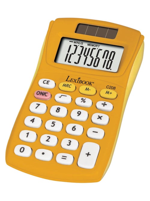Calculadora de bolsillo amarilla de 8 d?gitos con acabado de goma - Kiabi