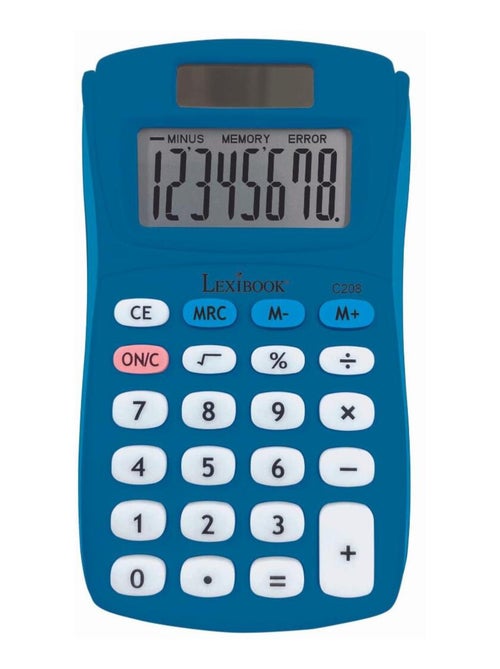 Calculadora de bolsillo azul de 8 dígitos con acabado de goma - Kiabi