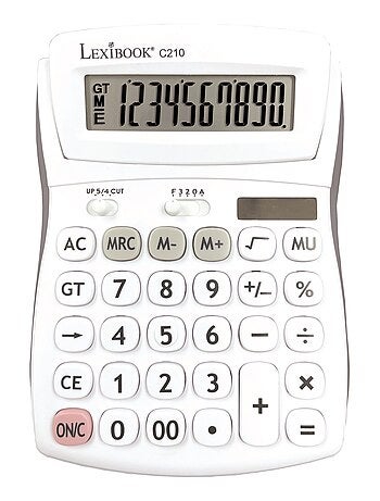 Calculadora de bolsillo de 10 dígitos con ángulo de pantalla ajustable y acabado de goma
