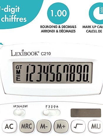 Calculadora de bolsillo de 10 dígitos con ángulo de pantalla ajustable y acabado de goma